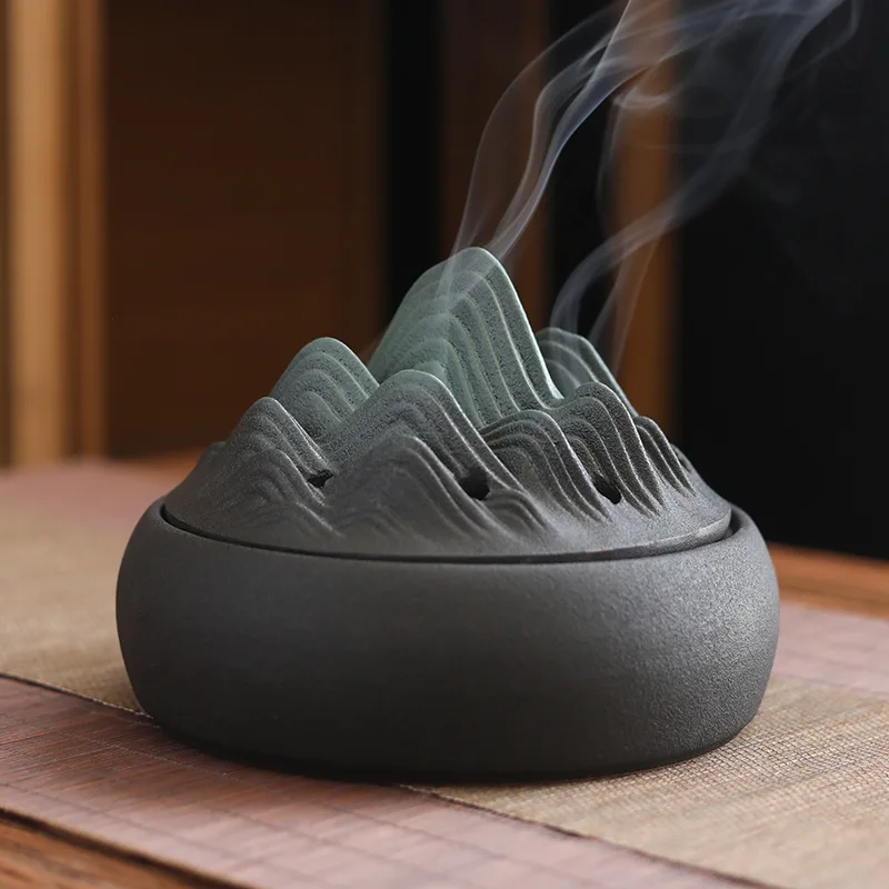 Ceramic plate incense burner, home indoor mosquito repellent, covered incense burner decoration