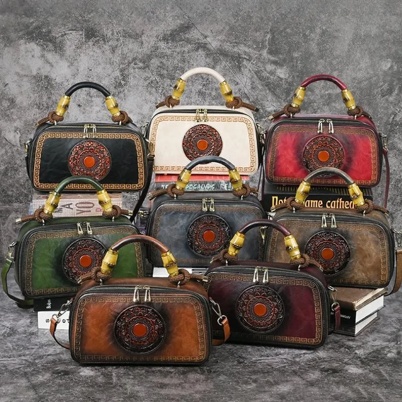 Johnature Retro Classic Totem goffratura borsa da donna 2024 nuova borsa di lusso in pelle di alta qualità per il tempo libero borse a tracolla