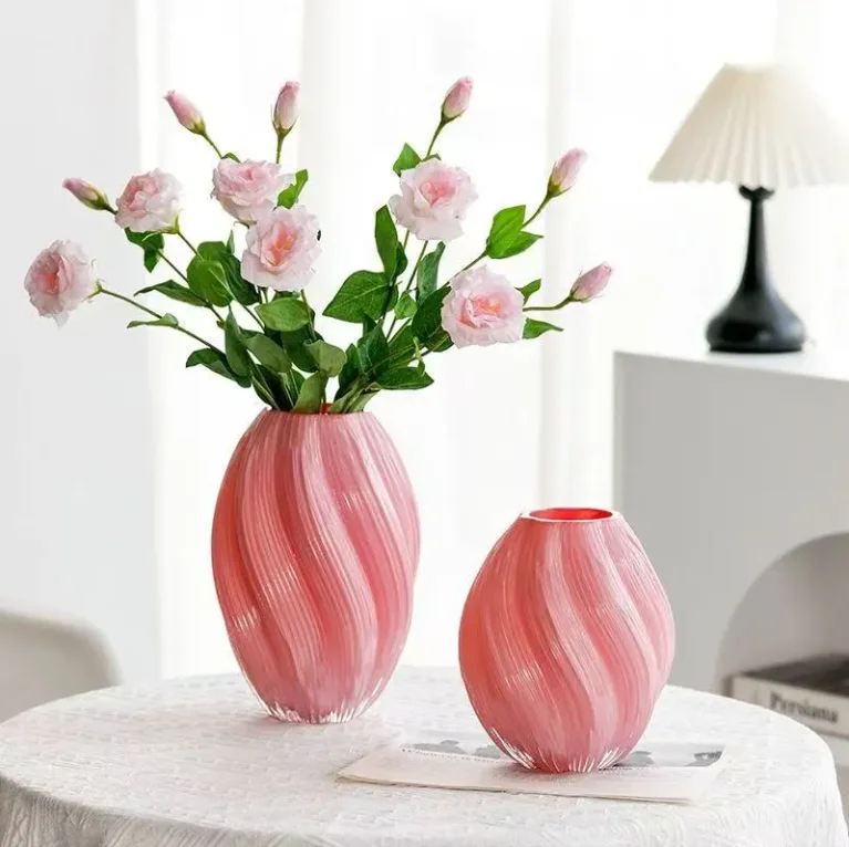 Vase Light Luxury Senior Feeling Living Room French Decorative Glass Vase Ornaments Home