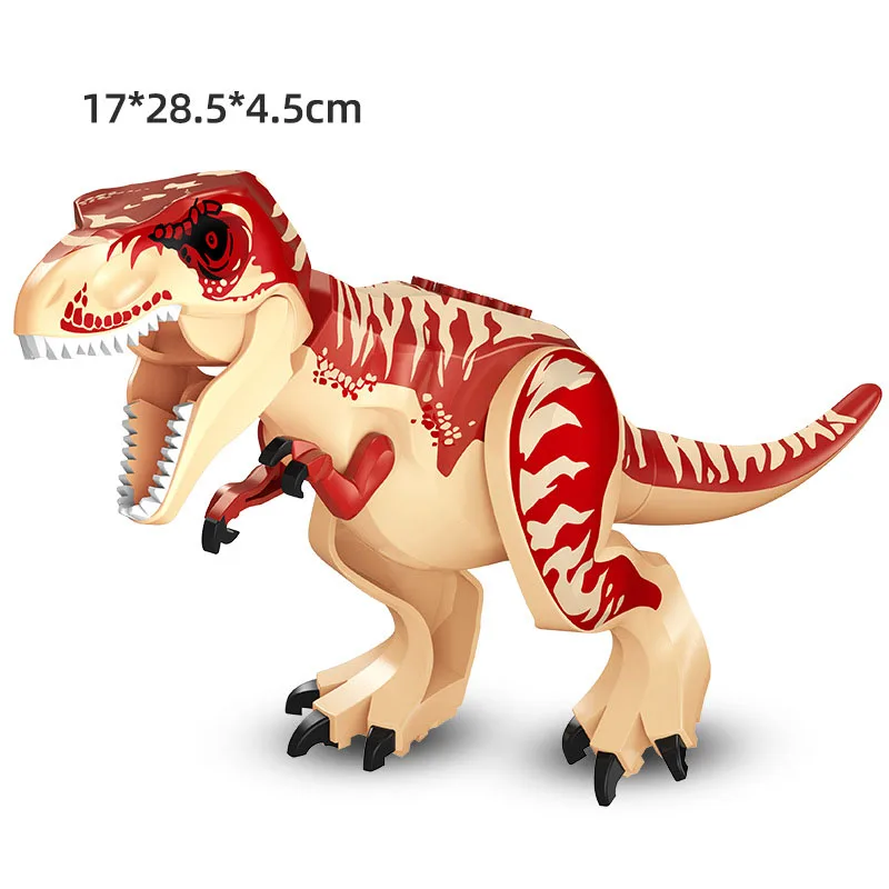 Jurassic Dino World Große Dinosaurier Figuren Ziegel Bausteine Velociraptor T-Rex Triceratops Indominus Rex Spielzeug Für Kinder