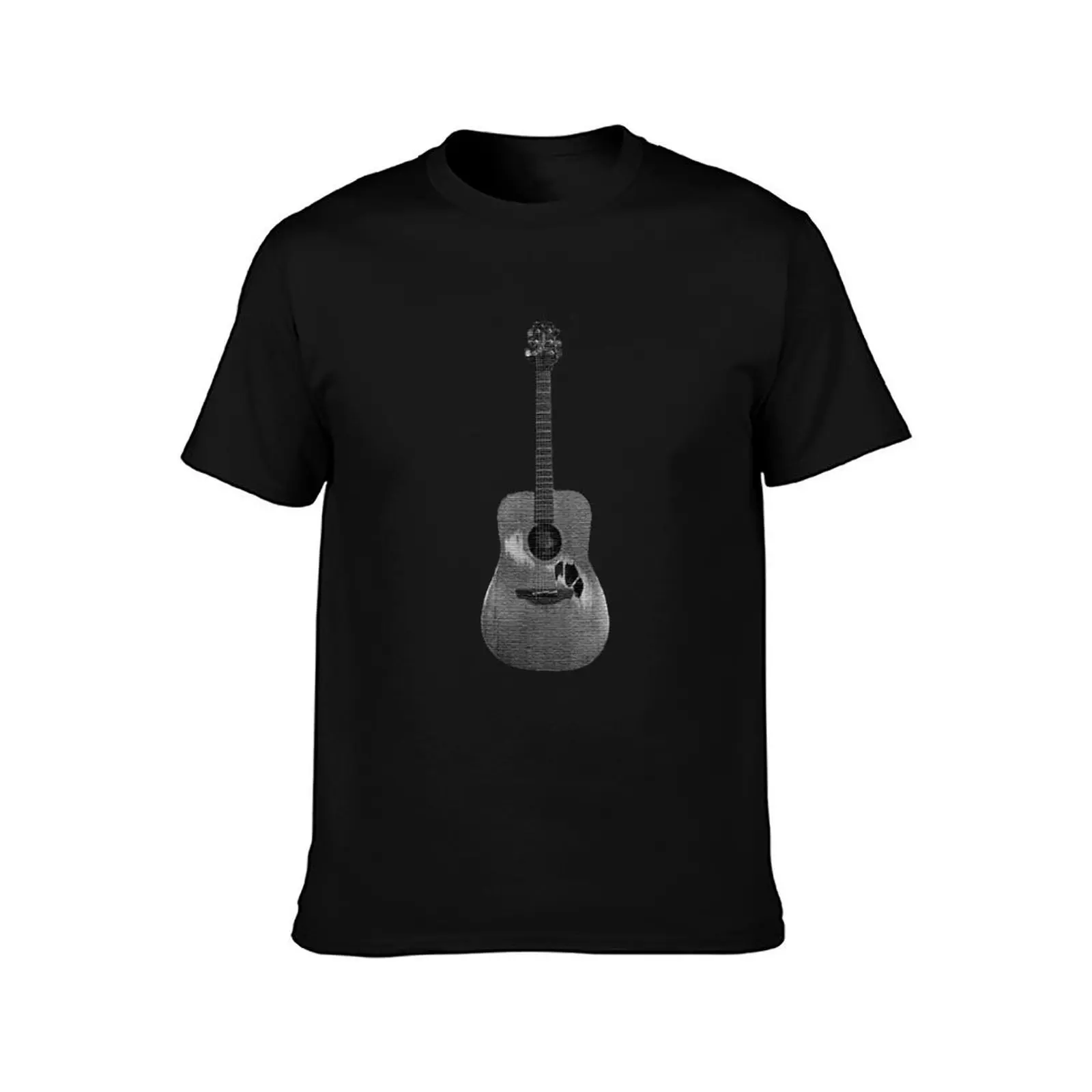 Battered Guitar T-Shirt Large Size Short Sleeve T-Shirt