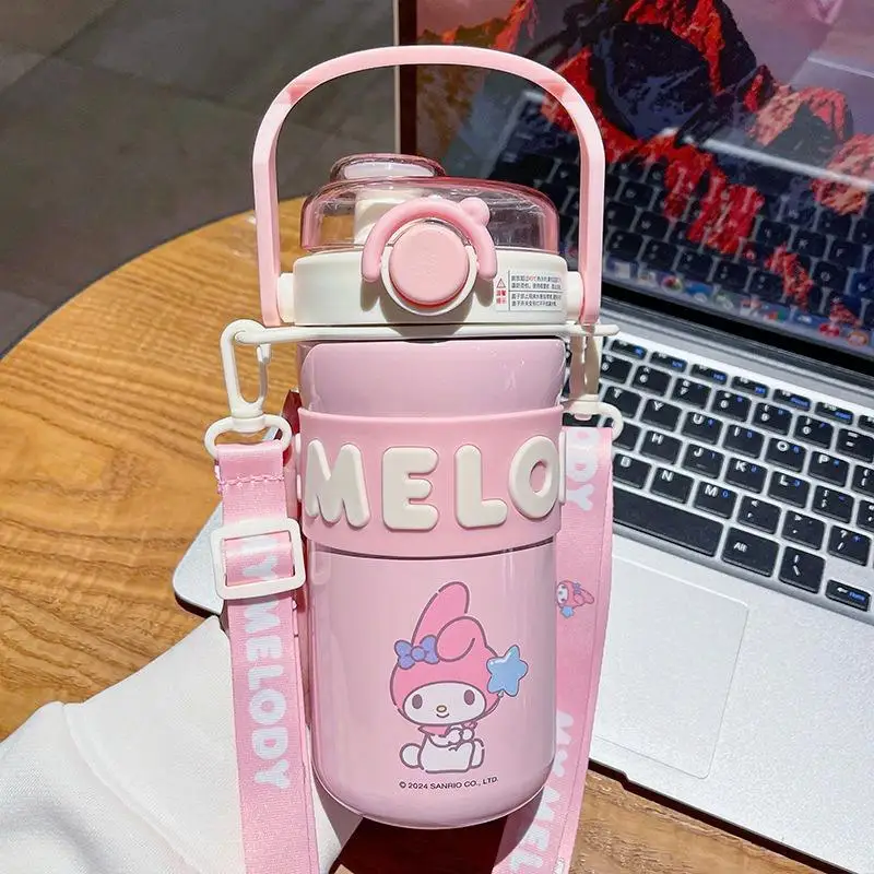 635Ml อะนิเมะ Kuromi Thermos ถ้วย Kawaii สาว My Melody ขนาดใหญ่ความจุเครื่องดื่มคู่ THERMOS ถ้วยการ์ตูนแบบพกพาของขวัญขายส่ง