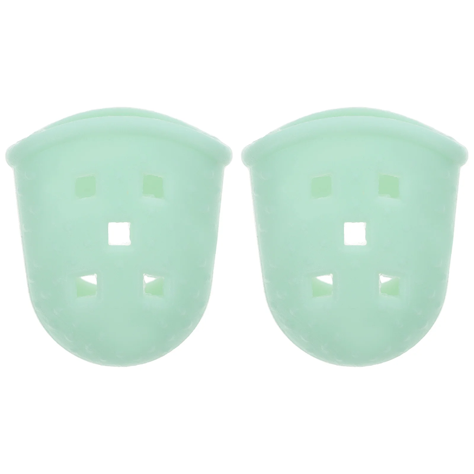 2 Pcs Finger Cot Silicone Covers Nail Thumb Caps Light Green Kalimba Practice Supplies Child