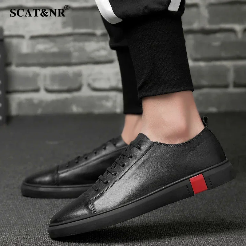 New Italian mens casual shoes 2024 genuine leather lace up designer shoes for men sneakers comfort sports Tenis shoes cowhide