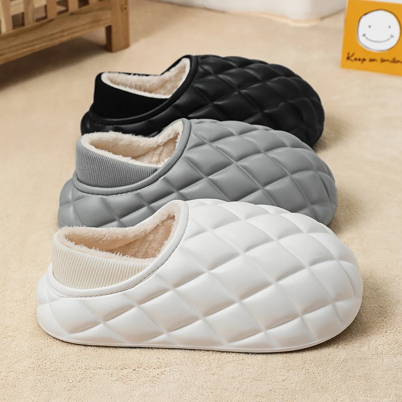 

Unisex Thick Warm Cotton House Slides Super Soft Fuzzy Plush Layers Stable Non Slip Rubber Bottom Slip On Light Thermal Footwear