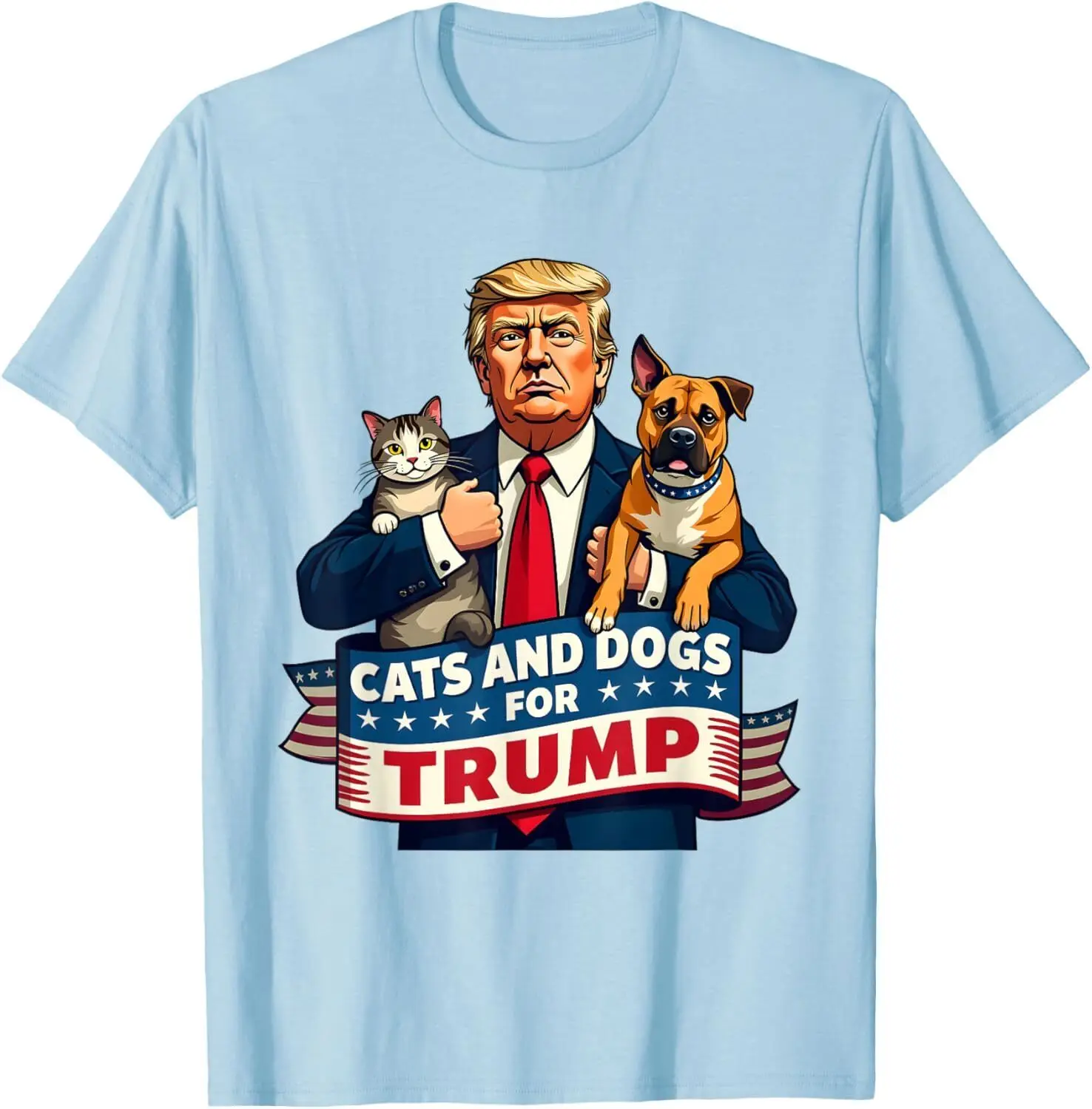 

Футболка «Кошки и собаки для Трампа 2024, котята и собаки для Трампа», S-3XL