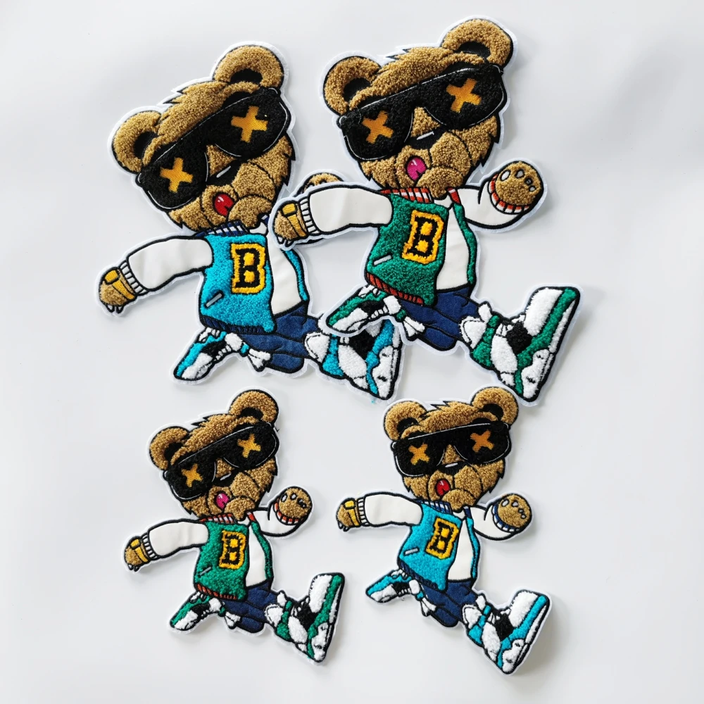 

Large Embroidery Chenille Bears Patch,running Bear Cartoon Patches for Bag Badges Appliques DIY Accessory PW227278