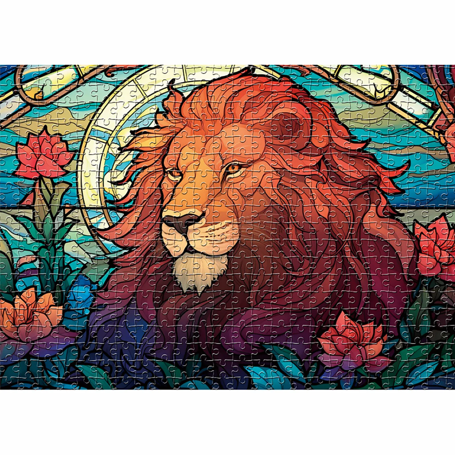 1000 Teile Löwen- und Blumen-Puzzles für Erwachsene, Heimdekoration, Spiele, Familienspaß, Bodenpuzzles, Lernspielzeug für Kinder
