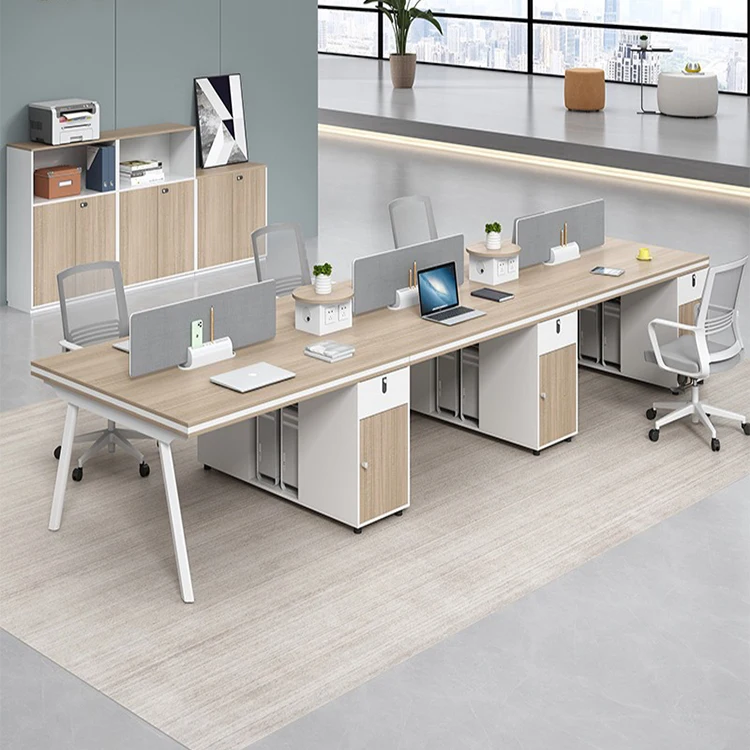

Modern Office Dividers Desk Partitioned Workstation Wooden Staff Working Table Furniture