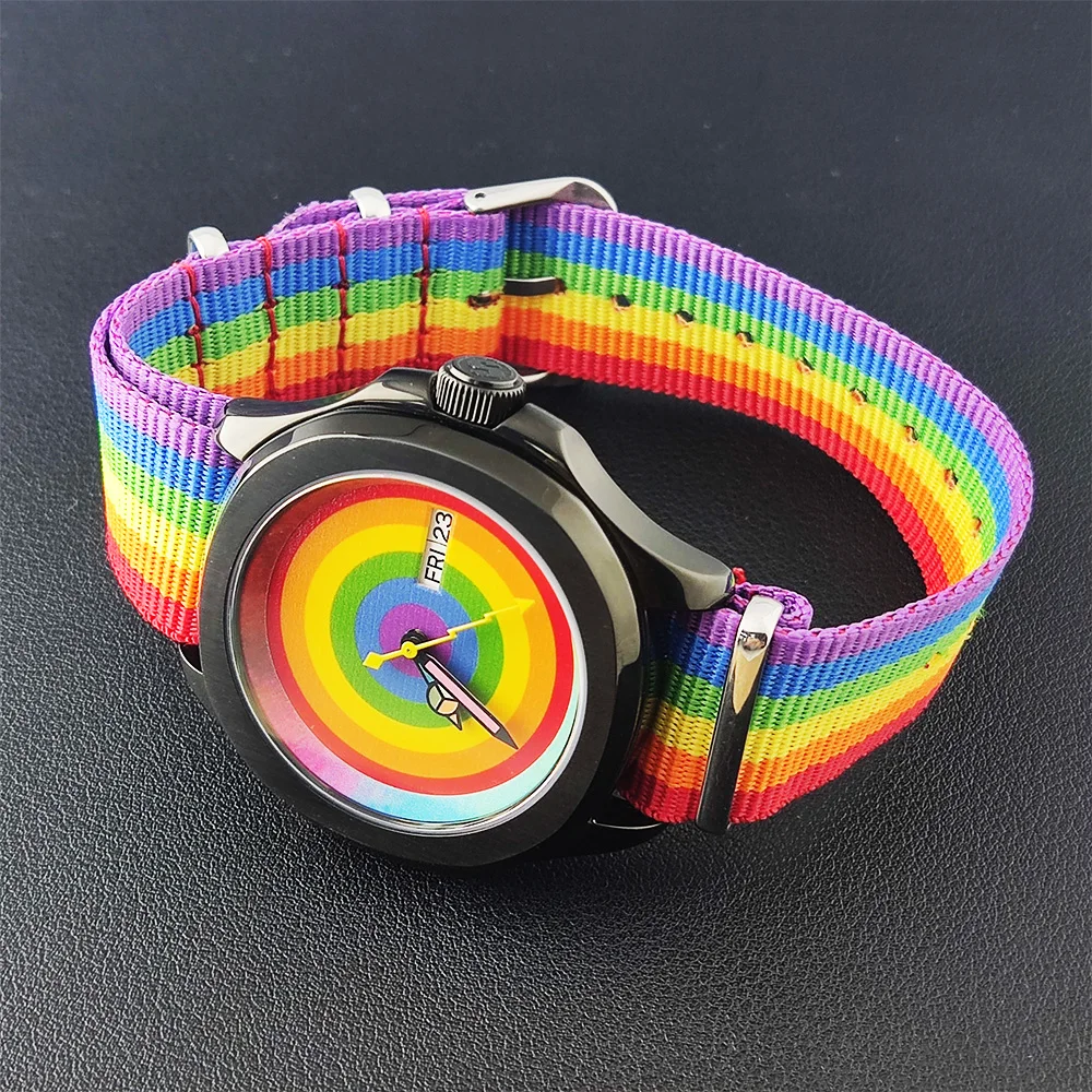 

44mm Men's watch Creative rainbow NH35 watch Stainless steel sapphire glass NH36 watches for men NH36/NH35 Automatic movement