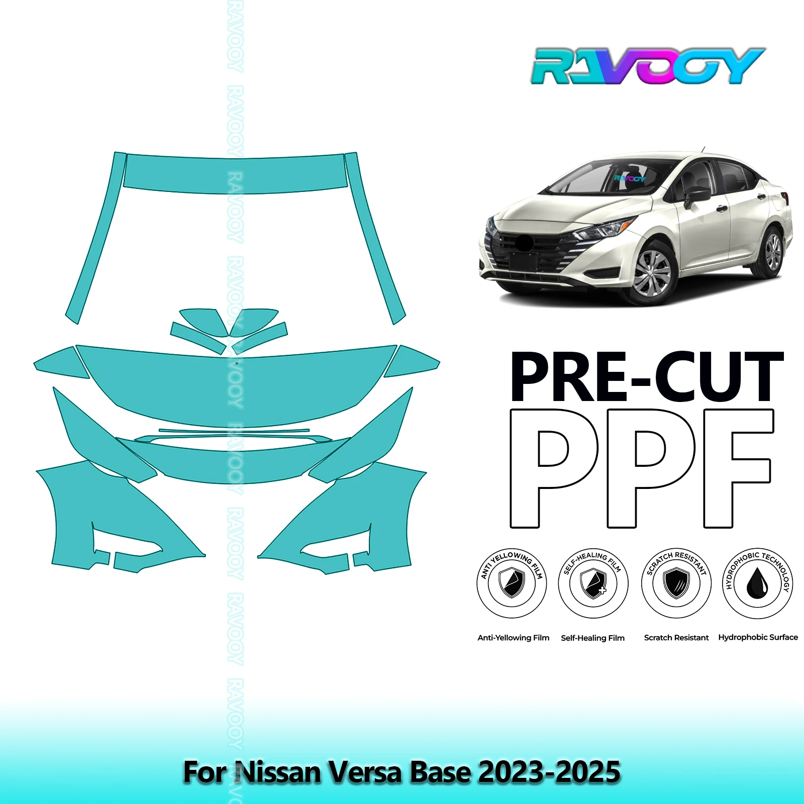 

Car Front Kit Clear Bra Precut PPF Paint Protection Film For Nissan Versa Base 2023-2025