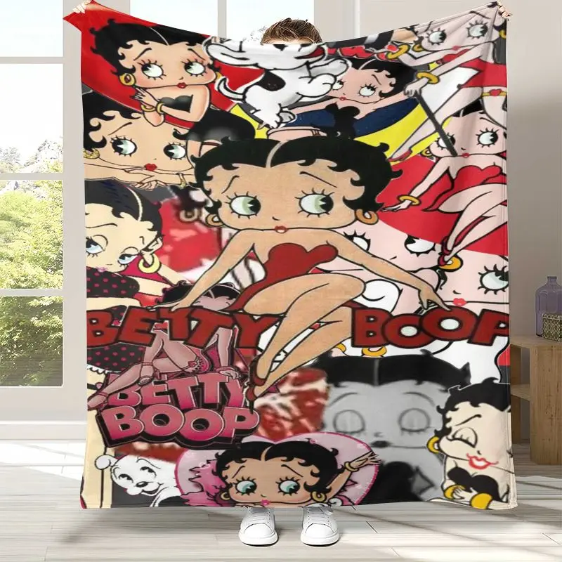 Cute B-Betty Girl B-Boop Cartoon Soft Flannel Throw Blanket,Cozy Blanket for Bed,Sofa,Living Room,Picnic,Camping,Home Decor,Gift