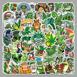 10/30/50/100PCS Funny Hemp Leaf Stickers Weed Smoking Cartoon Graffiti Waterproof  Suitcase Luggage Guitar Skateboard Decals Toy