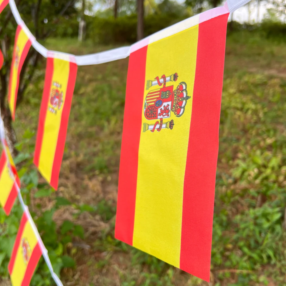 Spanish National Flag 14X21CM Hanging  spain  Flag 20pcs/set Pennant String Banner Buntings F