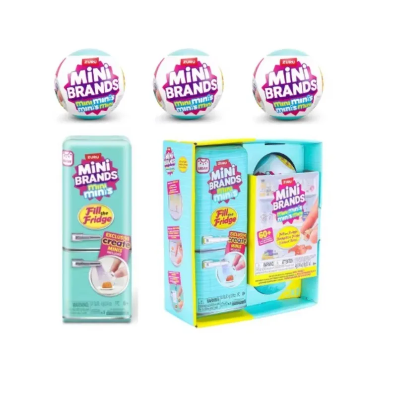 ZURU Original Fill The Fridge Mini Refrigerator Set Mini Brands Ball Series Surprise Box Mystery Toy Doll House Decoration Gifts