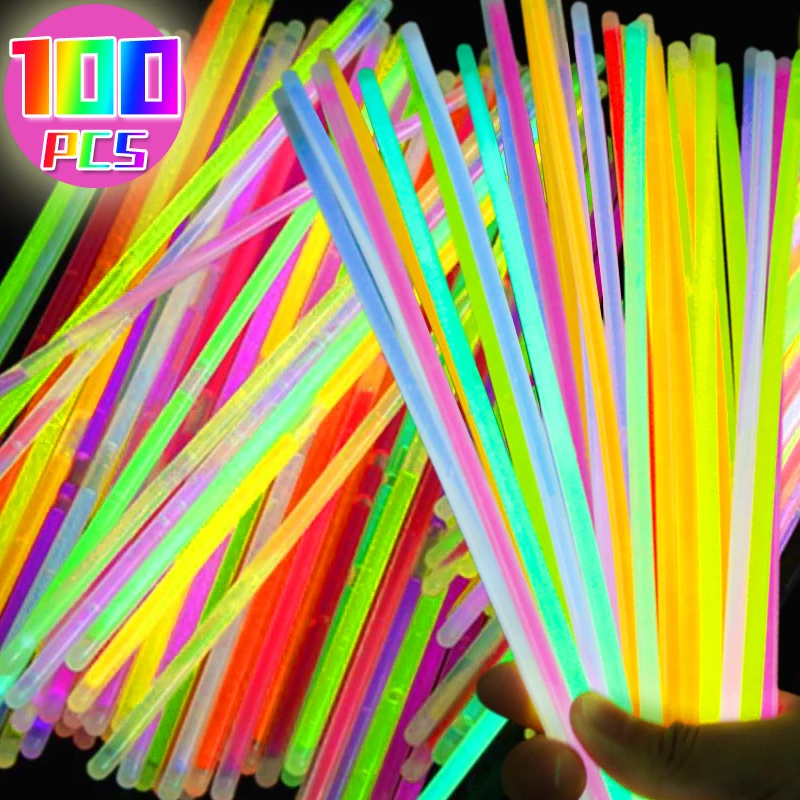 Luminous Colorful Glow Sticks Fluorescence Glowing in The Dark DIY Bracelet Necklace Glowstick Birthday Wedding Party Decor Toy