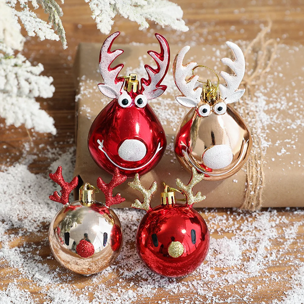 

4pcs Christmas Tree Hanging Ornament Sturdy Plastic Ball Xmas Party Decor Pendant For Home Office Decoration Supplies