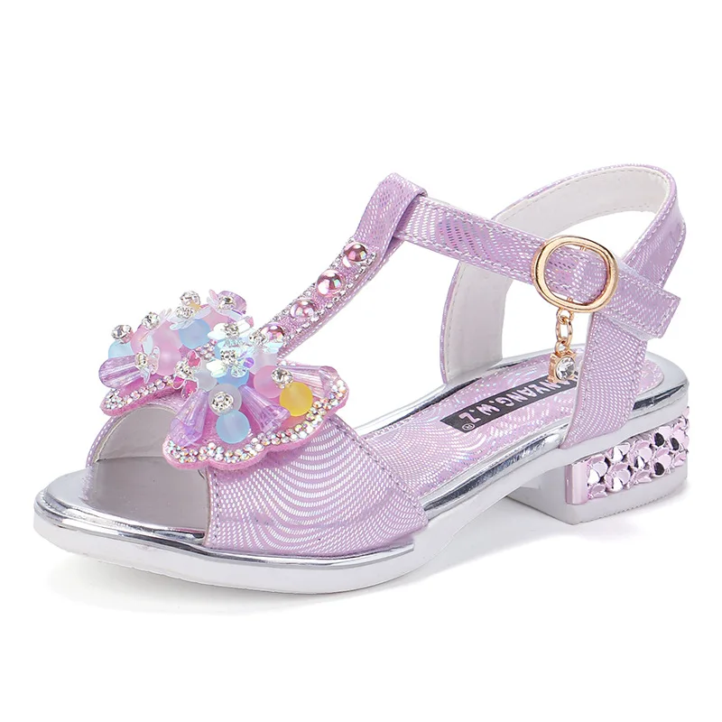 

Sweet Cute Girl Princess Shoe2026Summer New Rhinestone Kids Sandals Anti Slip Child Beach Shoe Versatile Girls' Low Heel Sandals