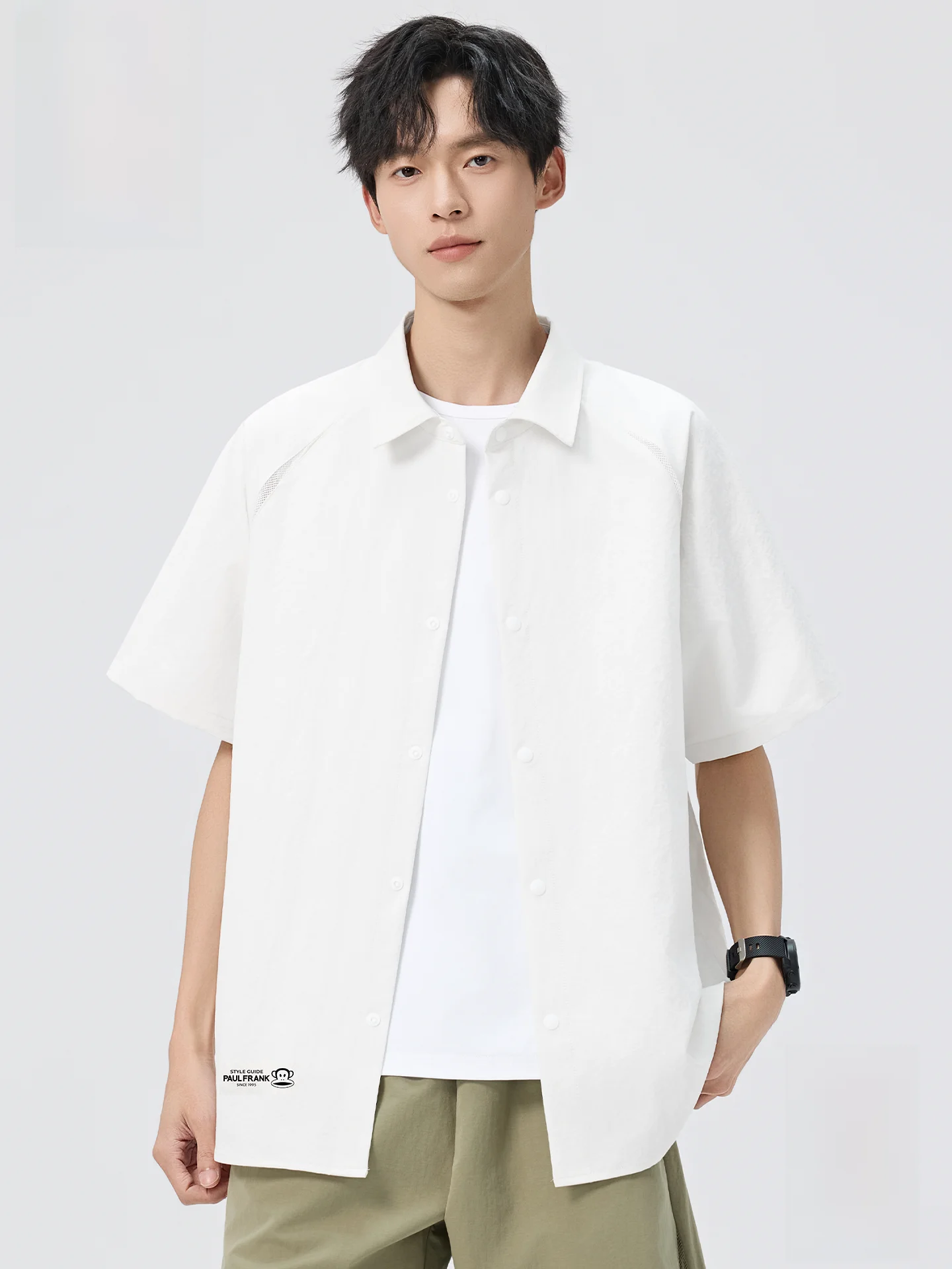 

Мужская дышащая свободная рубашка с коротким рукавом, летняя новинка, белая, удобная, из полиэфирного волокна, повседневная