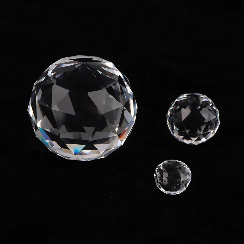 15/25/50mm Clear Crystal Hanging Ball Glass Prism Sun Cather Faceted Balls For Chandeliers Part Home Wedding Light Decoration