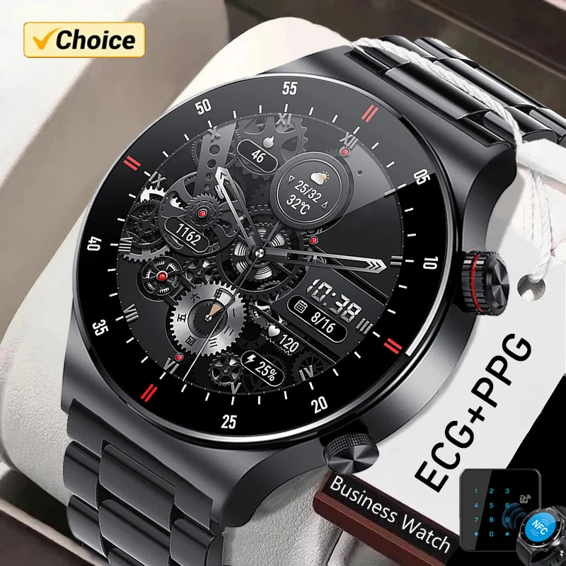 

For Android IOS Watch NFC Smart Watch Men Women Custom watch face Sports waterproof Bluetooth call Smartwatch Man Women ECG+PPG