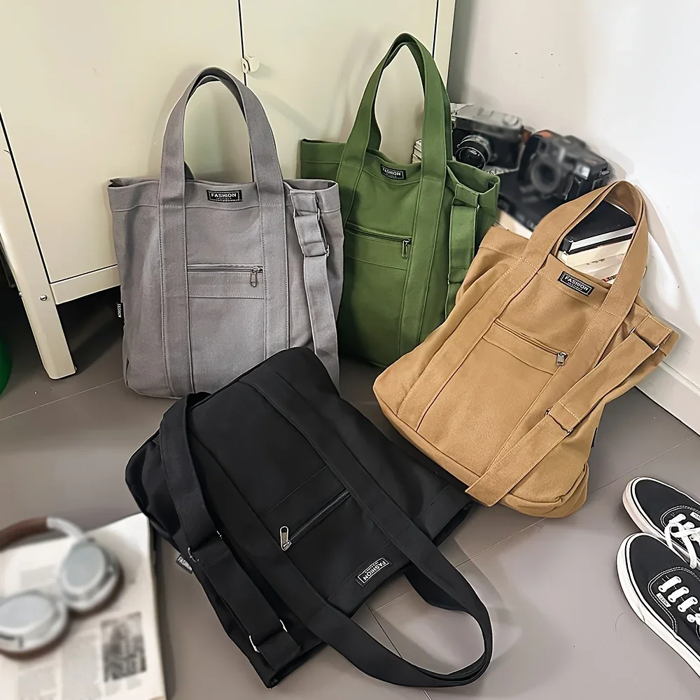 Korean Retro Canvas Shoulder Bag 2026 Unisex Crossbody Purse for School Casual Handheld Tote in Heavy Duty canvas bags 가방 Bolsa