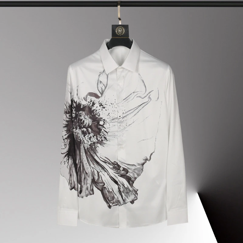 2025 Men's Shirt 3D Printed Pattern Men's Shirt Long Sleeve Lapel Fashion Casual Top Hawaiian Shirt Vacation Large Size 5XL