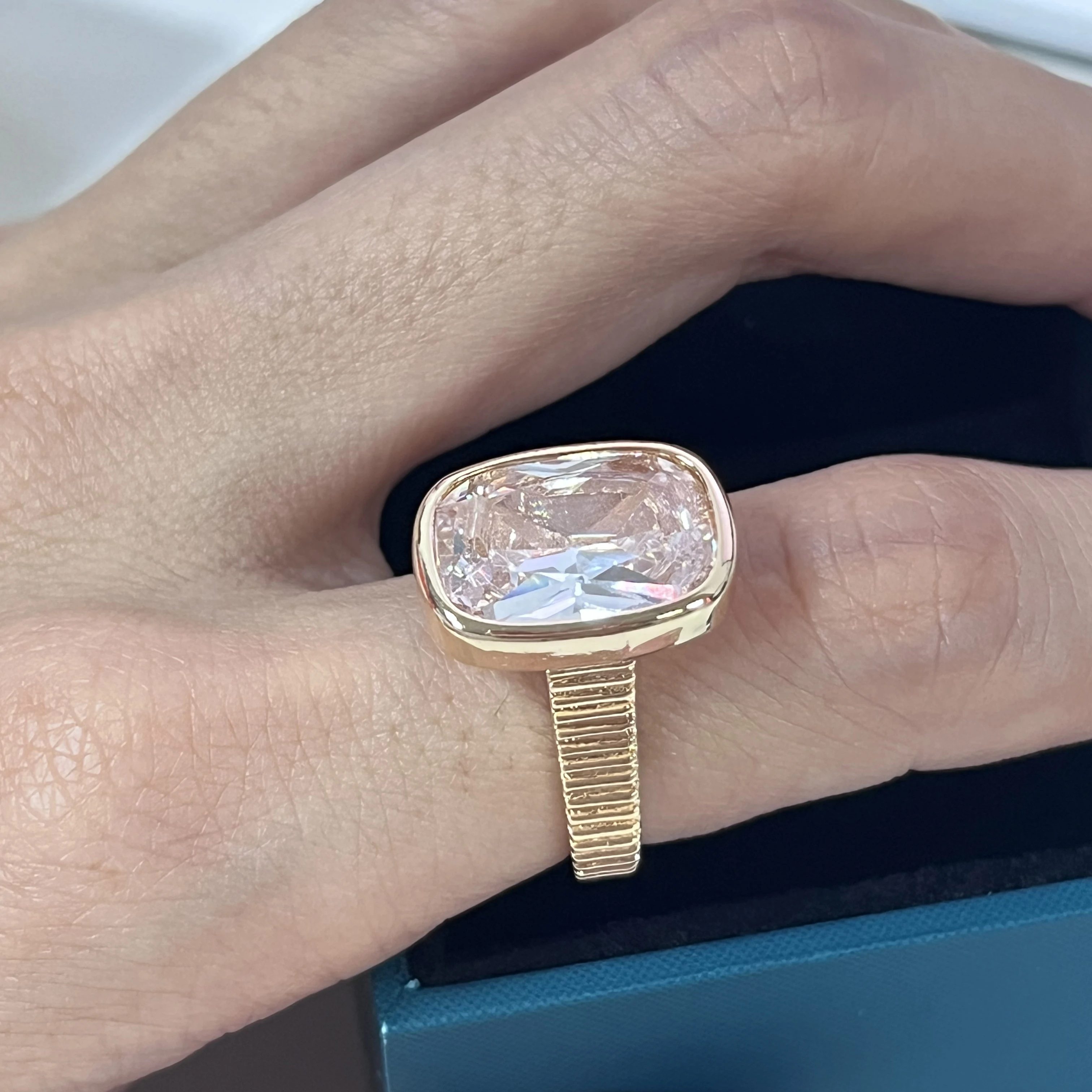 18K Solid Rose Gold Engagement Rings for Women Elongated Cushion Cut Moissanite Rings Party Jewelry Gift