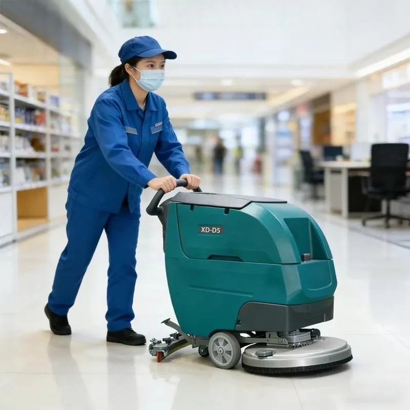 Walk-Behind Floor Scrubber - Commercial Grade for Office/Factory/Hotel/Airport/Mall/Station Hand Push Floor Scrubber