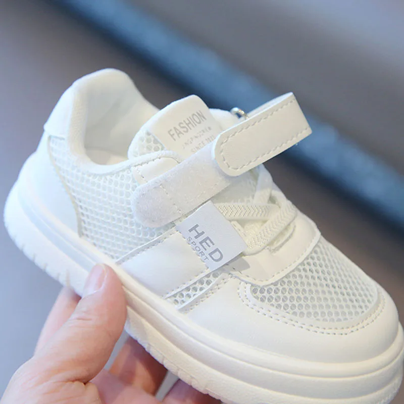 2024 Summer Children\'s Single Hollow Mesh Breathable Small White Shoes Shoes Girls Soft Sole Trend Board Shoes Boys Sneakers