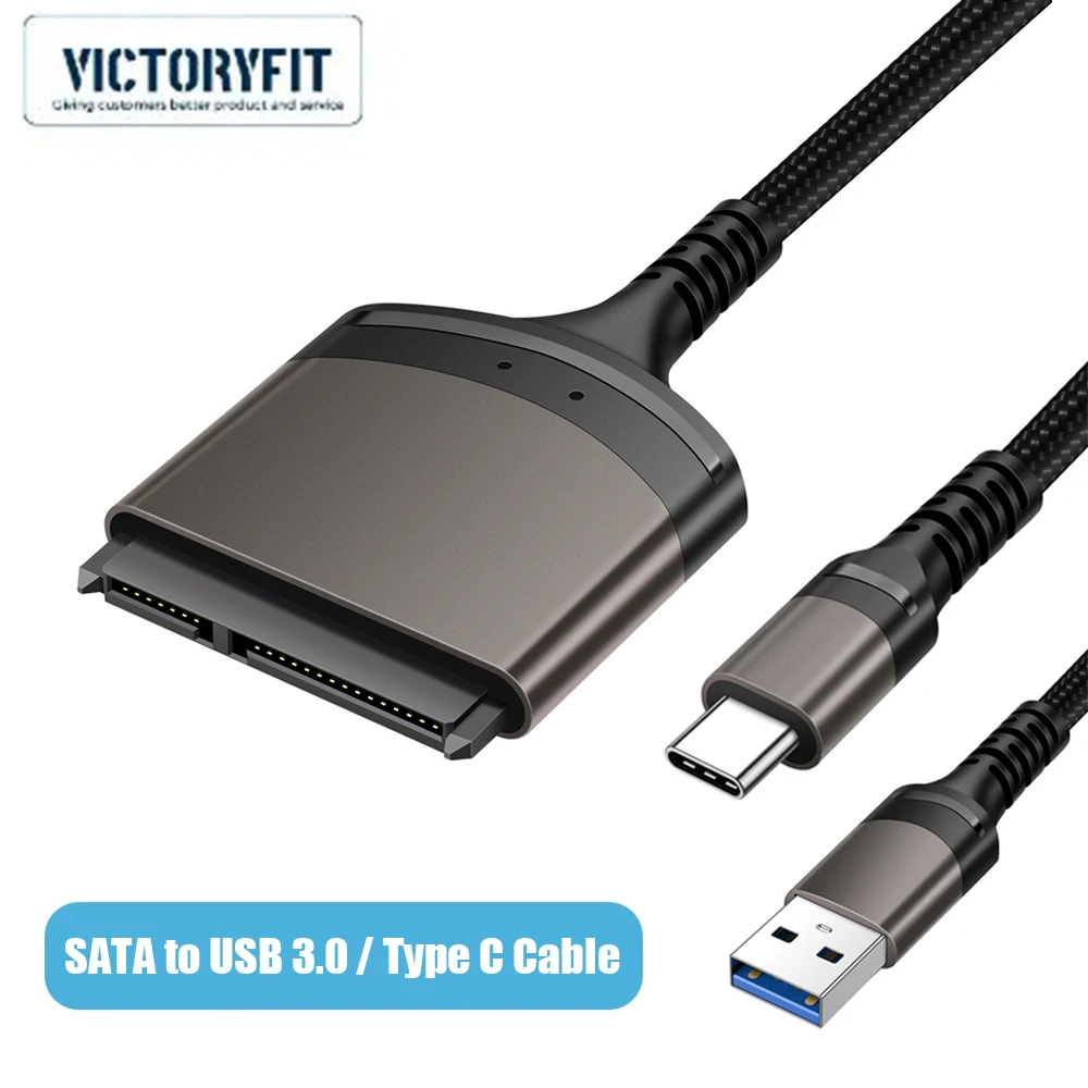 SATA 3 To USB C Adapter Cable USB 3.0 To Sata III Hard Drive Reader Adapter For 2.5'' SSD/HDD 22 Pin 6 Gbps Data Transfer Cable