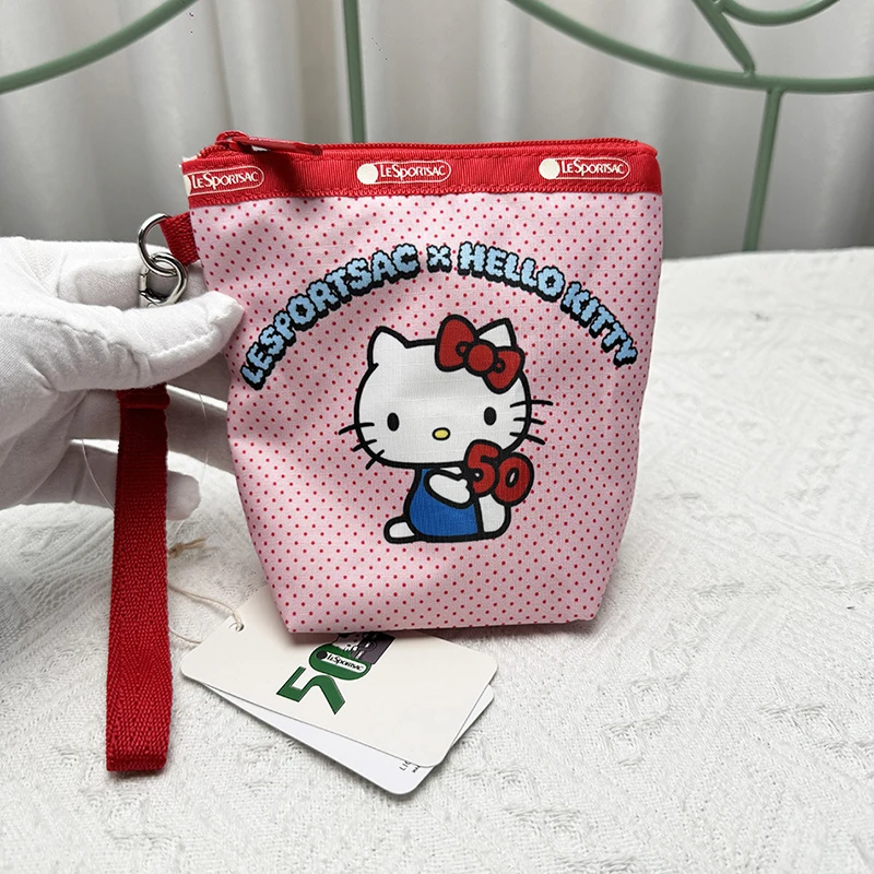 Kawaii Hello Kitty Makeup Bag Sanrio KT Cat Coin Purse Large Capacity Cosmetic Bag Portable Wash Pouch Pen Bag