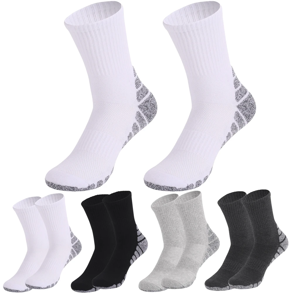 1Pairs Cotton Men's Socks High Quality Thick Towel Bottom Black White Grey Women's Crew Socks Anti-Odor Breathable Sports Socks