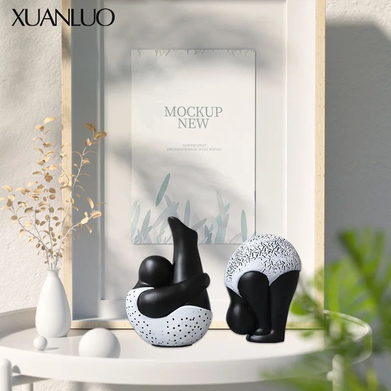 Minimalist Modern Black-and-White Gymnastics Abstract Figure Display Piece Showroom Modern Resin Diving Figure Artistic Ornament