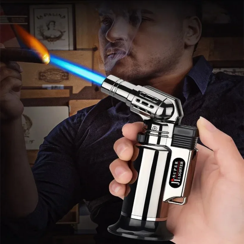 

Metal Jet Flame Gun Lighter, Windproof Turbo Butane Lighter, Welding Torch for Kitchen BBQ Cigar Cigarette Accessories