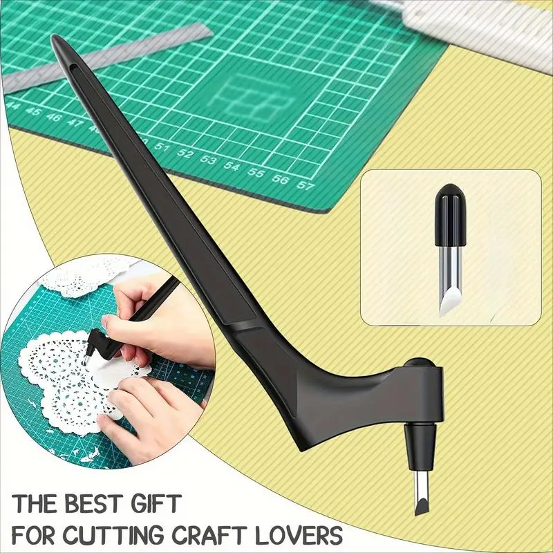 1Set 360Degree Precision Crafting Tool Set with 3 Replaceable Blades Black Plastic Stainless Steel for Scrapbooking Model Making