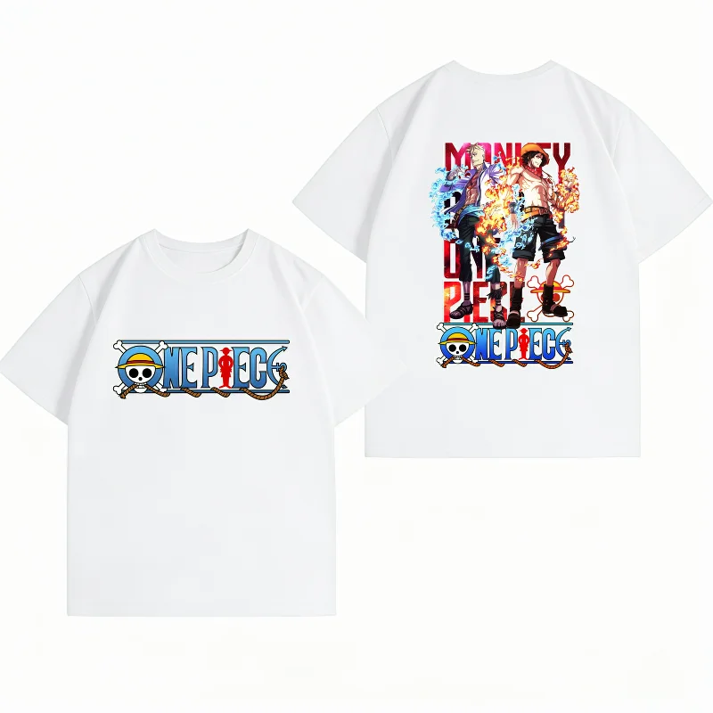 Men's Clothing New 100% Cotton Breathable Summer T-Shirt Bandai One Piece Ace Marco Print Casual Streetwear Men's Tops