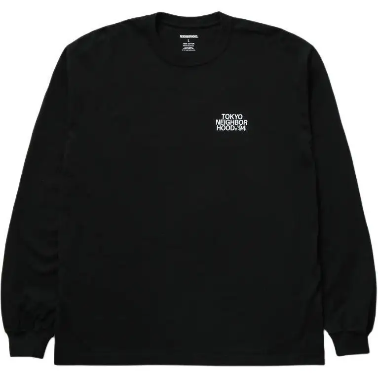 NEIGHBORHOOD NBHD Crew Neck Drop‑Shoulder Long‑Sleeve T‑Shirt Loose Versatile Unisex Casual Daily Tops
