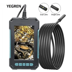 Cámara endoscópica Industrial con pantalla HD de 4,3 pulgadas, lente única y Dual de 8mm, boroscopio LED impermeable IP68, Cable rígido para inspección de tuberías