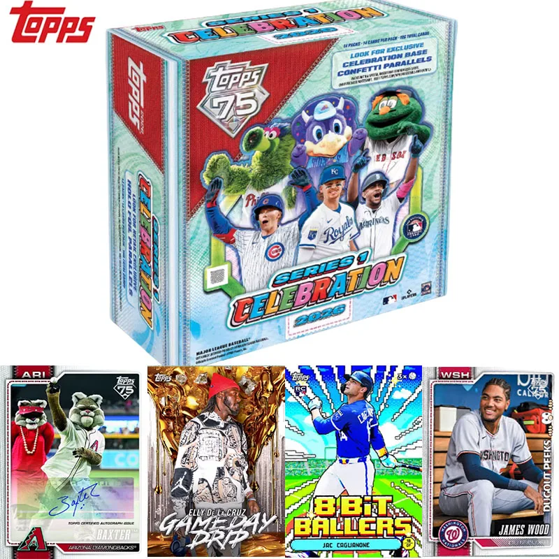 

Оригинальный коллекционный набор карточек Genuine 26 Topps Baseball Celebration Mega Box MLB к 75-летию MLB, параллельные версии, заводская упаковка, запечатанный, коллекционный бокс-сюрприз