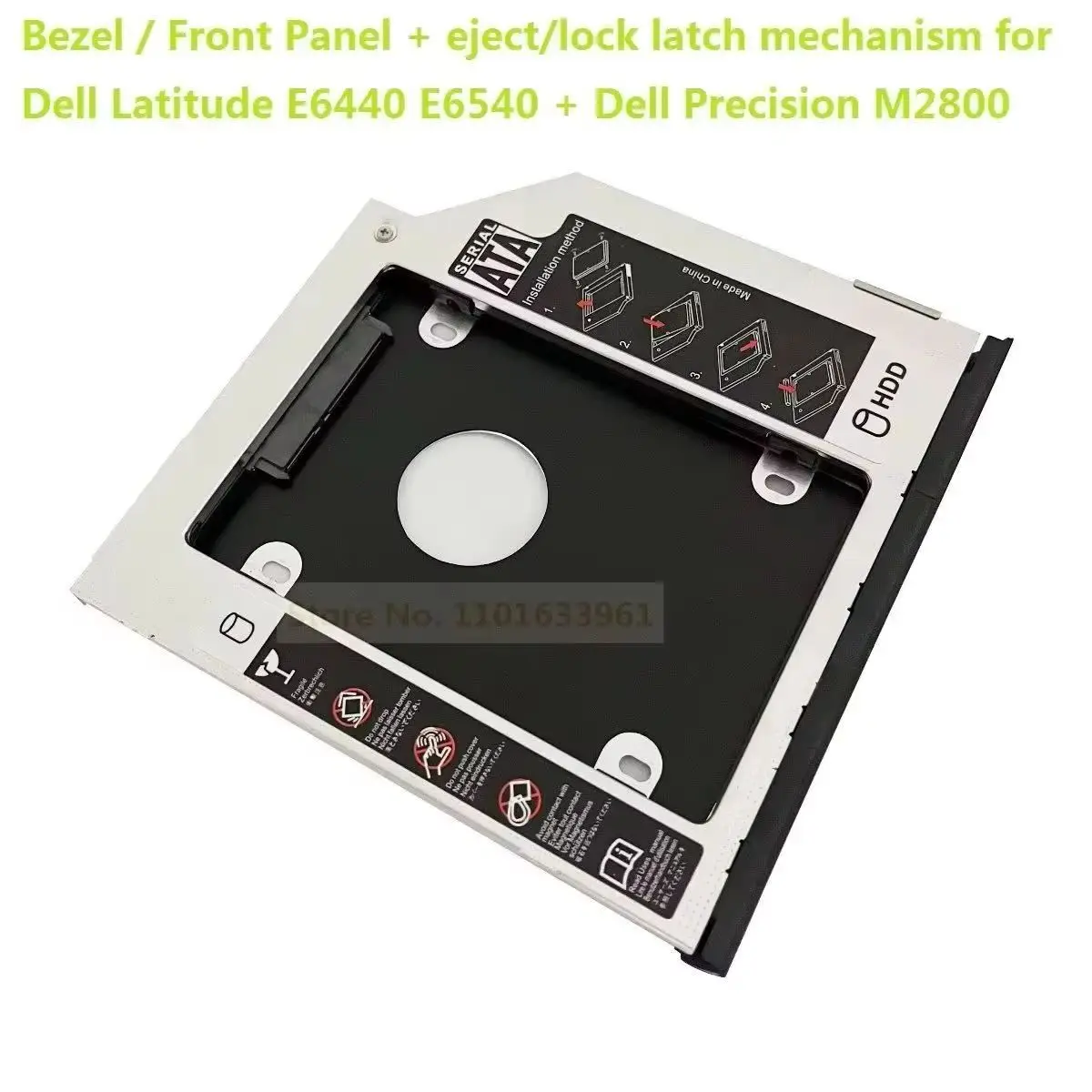 With Front Panel Lock Latch 2nd 2.5 Hard Drive HDD Optical bay Caddy Frame Bracket for Dell Latitude E6440 E6540 Precision M2800