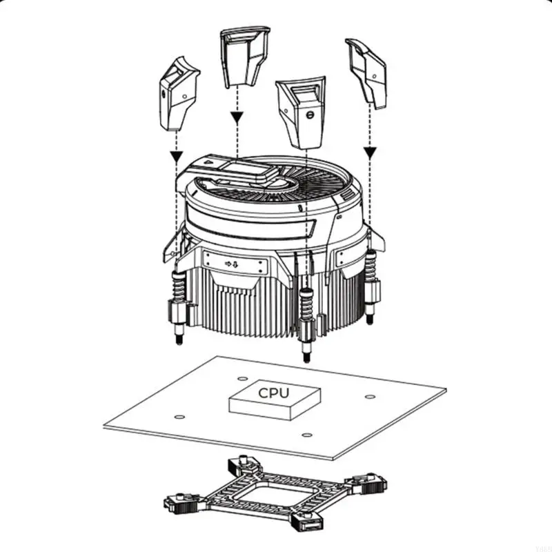작은 케이스 온도 디스플레이를위한 Y88B 효율적인 CPU 냉각 팬 90mm ARGB PWM 팬