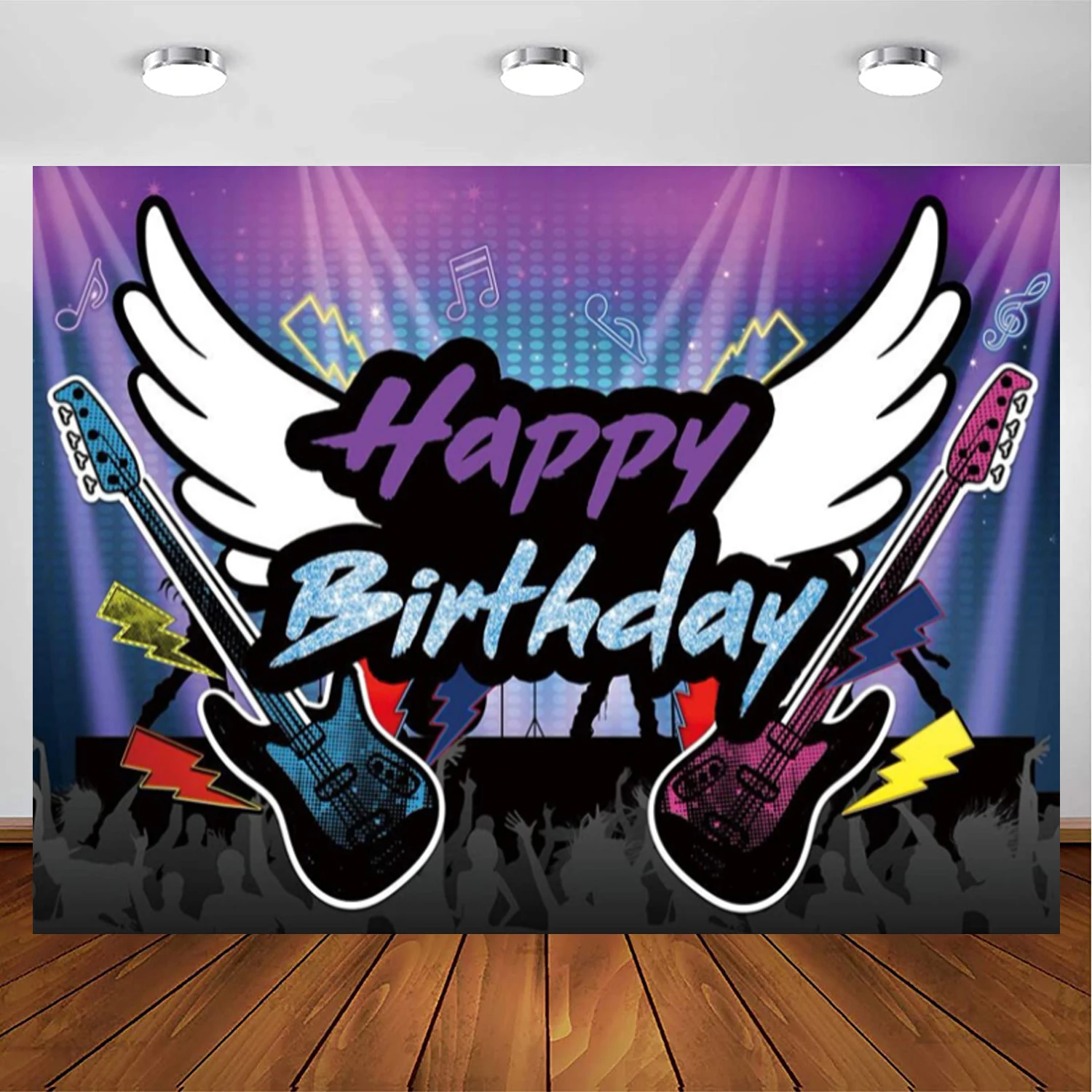 Rock And Roll Birthday Photography Backdrop Rock Star Guitar Stage Lighting Background Boy Girl Music Party Supplies 50’s 60’s