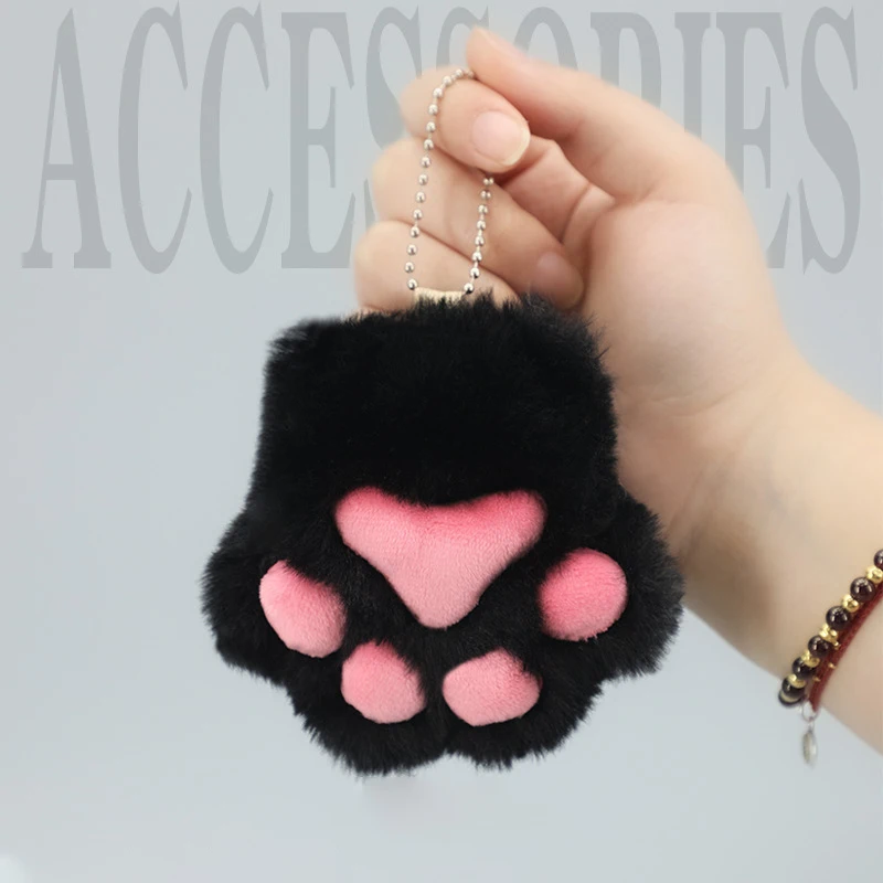 Cute Plush Cat Paw Keychain Charm Fashion Plush Bear Paw Car Keychain Bag Pendant Party Favor Jewelry