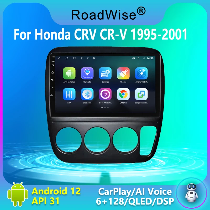 

Roadwsie 8 + 256 Android 12 автомобильное радио для Honda CRV CR-V CR V 1995 - 2001 мультимедиа Carplay 4G Wifi GPS DVD 2din Авторадио Стерео