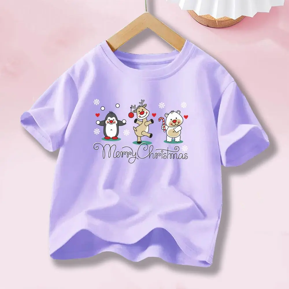 Modisches, süßes T-Shirt mit Weihnachtsmotiv, Frohe Weihnachten, Kinder-T-Shirt, neues Mädchen-Weihnachts-T-Shirt, Oberteile