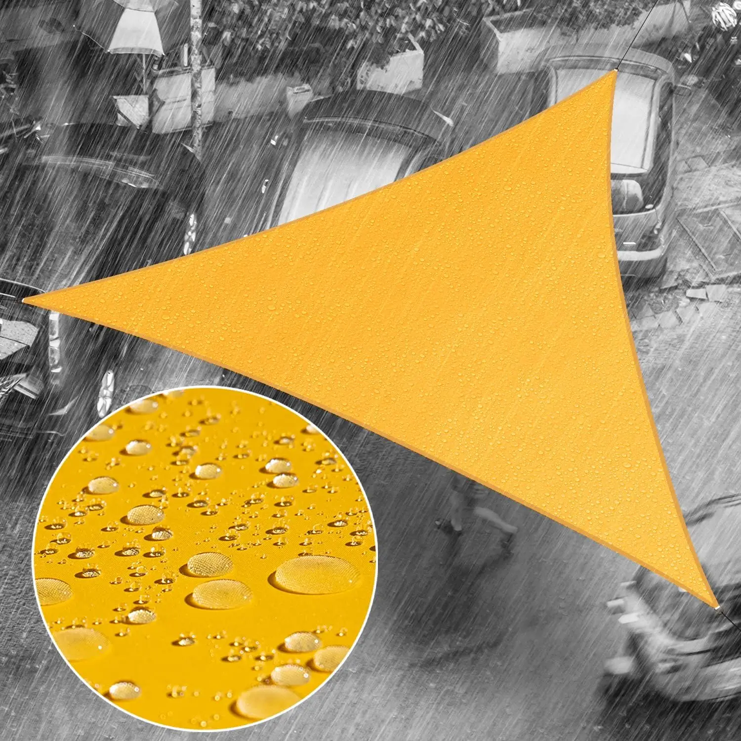 

Желтый треугольный водонепроницаемый тент-парус 12' x 12' с защитой от солнца UPF50+ и УФ-излучения, водоотталкивающий, для улицы, патио и сада