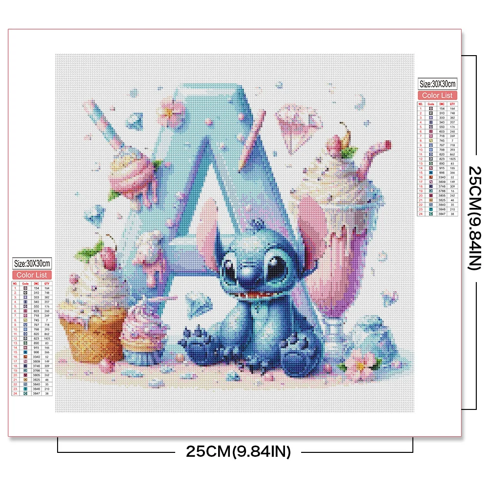 Disney Cartoon Diamond Embroidery Stitch Mosaic New Arrival 26 Letter Painting Alphabet Ice Cream Rhinestone Children Room Decor