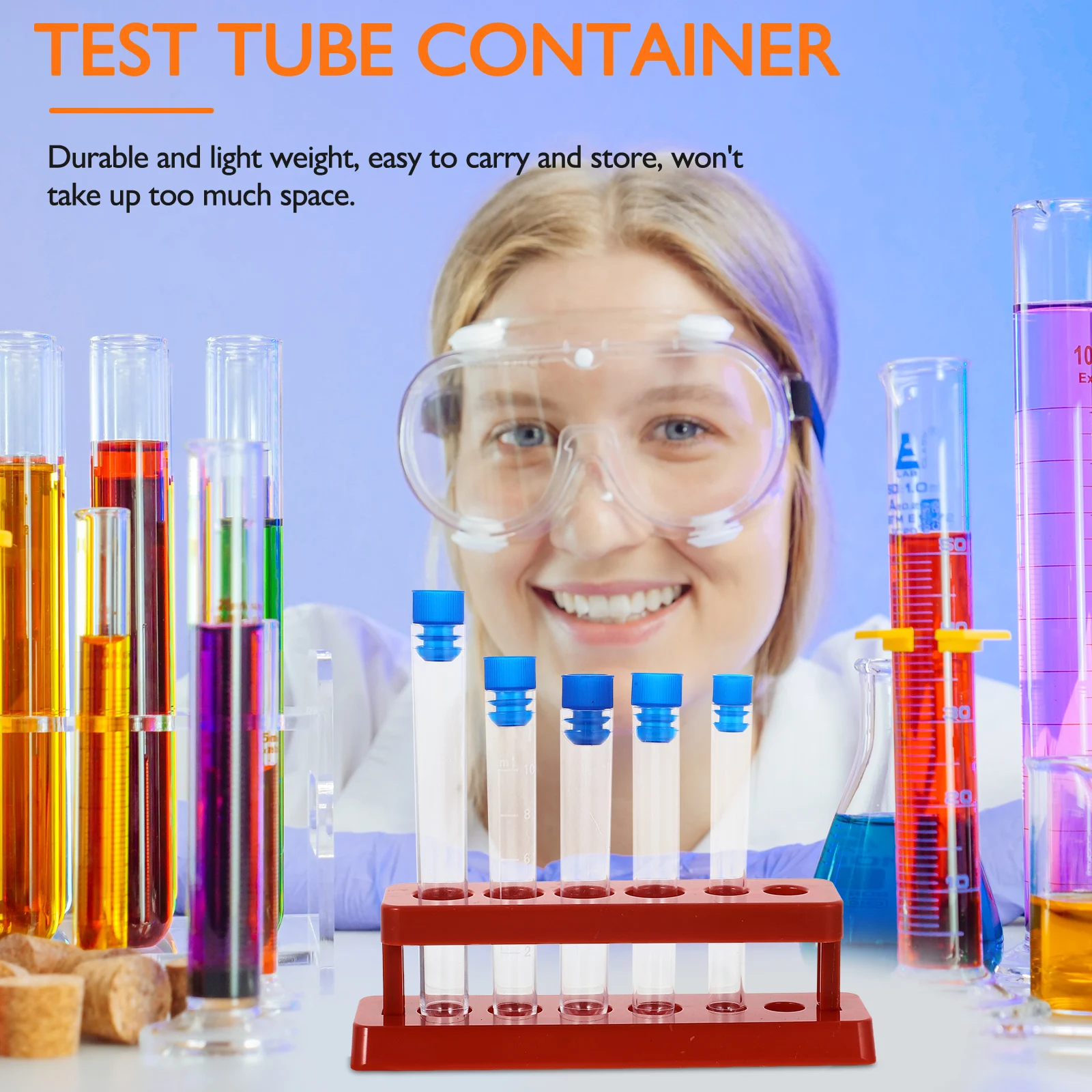 

5pcs Test Tube Rack Set Clear Plastic Test Tubes for Liquids Experiment Lid Random Color Small Size Scientific Lab