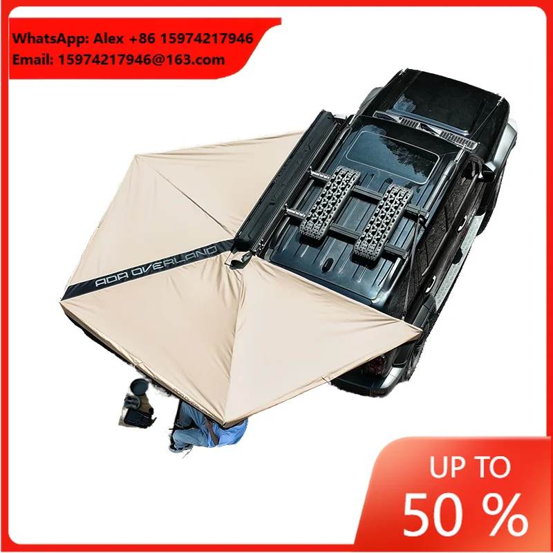 Foxwing 270 Degree Car Awning LED Light Waterproof Retractable Vehicle Side Canopy Outdoor Camping Support OEM Wholesale Oxford